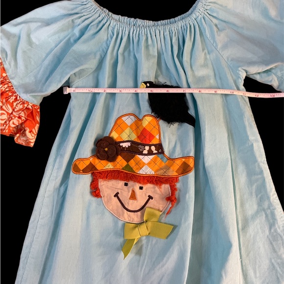 Is Jenns girls scarecrow Halloween thanksgiving applique holiday swing dress 8 - Picture 7 of 8